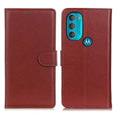 Custodia Portafoglio In Pelle Cover con Supporto A03D per Motorola Moto G71 5G Marrone