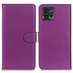 Custodia Portafoglio In Pelle Cover con Supporto A03D per Motorola Moto G72 Viola