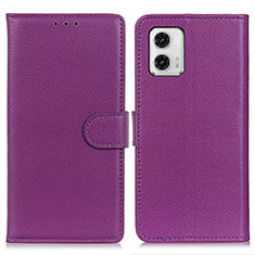 Custodia Portafoglio In Pelle Cover con Supporto A03D per Motorola Moto G73 5G Viola