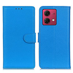 Custodia Portafoglio In Pelle Cover con Supporto A03D per Motorola Moto G84 5G Cielo Blu