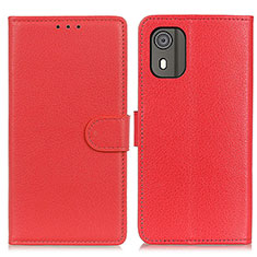 Custodia Portafoglio In Pelle Cover con Supporto A03D per Nokia C02 Rosso