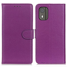 Custodia Portafoglio In Pelle Cover con Supporto A03D per Nokia C02 Viola