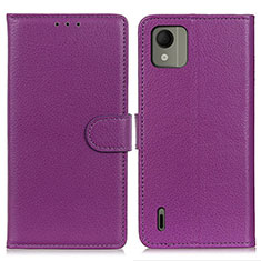 Custodia Portafoglio In Pelle Cover con Supporto A03D per Nokia C110 Viola