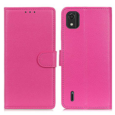 Custodia Portafoglio In Pelle Cover con Supporto A03D per Nokia C2 2nd Edition Rosa Caldo