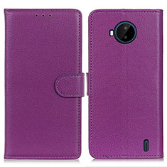 Custodia Portafoglio In Pelle Cover con Supporto A03D per Nokia C20 Plus Viola