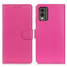 Custodia Portafoglio In Pelle Cover con Supporto A03D per Nokia C210 Rosa Caldo