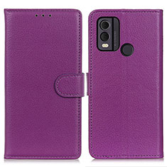 Custodia Portafoglio In Pelle Cover con Supporto A03D per Nokia C22 Viola