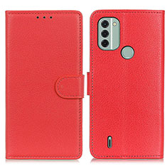 Custodia Portafoglio In Pelle Cover con Supporto A03D per Nokia C31 Rosso