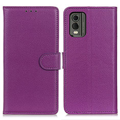 Custodia Portafoglio In Pelle Cover con Supporto A03D per Nokia C32 Viola