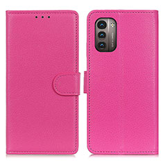 Custodia Portafoglio In Pelle Cover con Supporto A03D per Nokia G21 Rosa Caldo