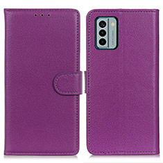 Custodia Portafoglio In Pelle Cover con Supporto A03D per Nokia G22 Viola