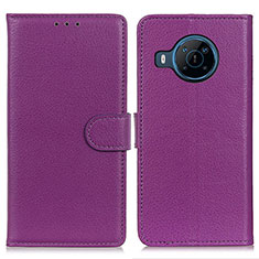 Custodia Portafoglio In Pelle Cover con Supporto A03D per Nokia X100 5G Viola