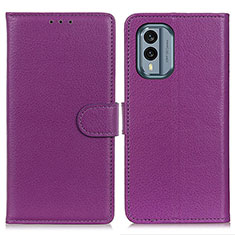 Custodia Portafoglio In Pelle Cover con Supporto A03D per Nokia X30 5G Viola