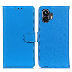 Custodia Portafoglio In Pelle Cover con Supporto A03D per Nothing Phone 2 Cielo Blu