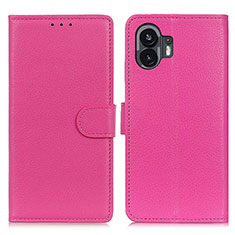 Custodia Portafoglio In Pelle Cover con Supporto A03D per Nothing Phone 2 Rosa Caldo