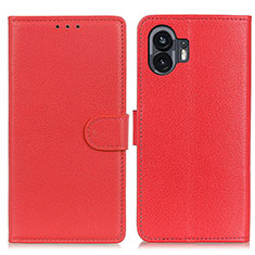 Custodia Portafoglio In Pelle Cover con Supporto A03D per Nothing Phone 2 Rosso