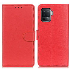 Custodia Portafoglio In Pelle Cover con Supporto A03D per Oppo A94 4G Rosso