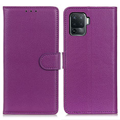 Custodia Portafoglio In Pelle Cover con Supporto A03D per Oppo A94 4G Viola