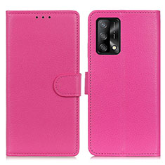 Custodia Portafoglio In Pelle Cover con Supporto A03D per Oppo F19 Rosa Caldo