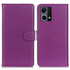 Custodia Portafoglio In Pelle Cover con Supporto A03D per Oppo F21s Pro 4G Viola