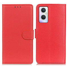 Custodia Portafoglio In Pelle Cover con Supporto A03D per Oppo F21s Pro 5G Rosso