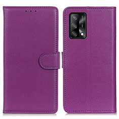 Custodia Portafoglio In Pelle Cover con Supporto A03D per Oppo Reno6 Lite Viola