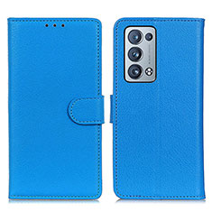 Custodia Portafoglio In Pelle Cover con Supporto A03D per Oppo Reno6 Pro+ Plus 5G Cielo Blu