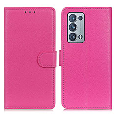 Custodia Portafoglio In Pelle Cover con Supporto A03D per Oppo Reno6 Pro+ Plus 5G Rosa Caldo