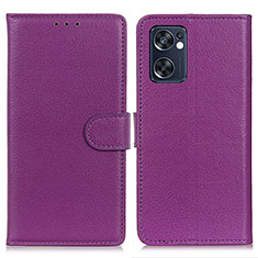 Custodia Portafoglio In Pelle Cover con Supporto A03D per Oppo Reno7 SE 5G Viola