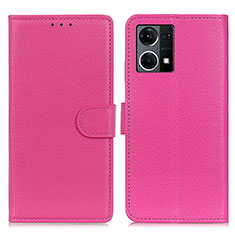 Custodia Portafoglio In Pelle Cover con Supporto A03D per Oppo Reno8 4G Rosa Caldo