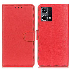 Custodia Portafoglio In Pelle Cover con Supporto A03D per Oppo Reno8 4G Rosso