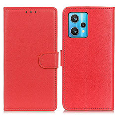 Custodia Portafoglio In Pelle Cover con Supporto A03D per Realme 9 4G Rosso