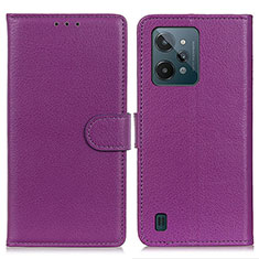 Custodia Portafoglio In Pelle Cover con Supporto A03D per Realme C31 Viola