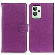 Custodia Portafoglio In Pelle Cover con Supporto A03D per Realme GT2 Pro 5G Viola