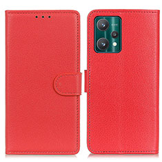 Custodia Portafoglio In Pelle Cover con Supporto A03D per Realme Q5 5G Rosso