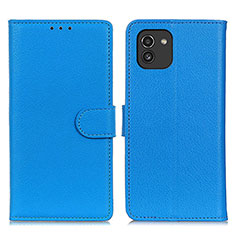 Custodia Portafoglio In Pelle Cover con Supporto A03D per Samsung Galaxy A03 Cielo Blu