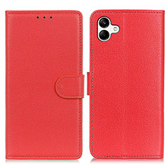 Custodia Portafoglio In Pelle Cover con Supporto A03D per Samsung Galaxy A04 4G Rosso