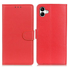 Custodia Portafoglio In Pelle Cover con Supporto A03D per Samsung Galaxy A05 Rosso