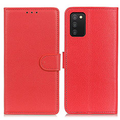 Custodia Portafoglio In Pelle Cover con Supporto A03D per Samsung Galaxy F02S SM-E025F Rosso