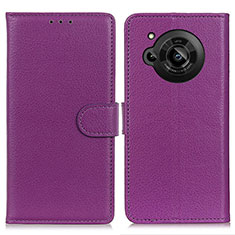 Custodia Portafoglio In Pelle Cover con Supporto A03D per Sharp Aquos R7s Viola