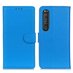 Custodia Portafoglio In Pelle Cover con Supporto A03D per Sony Xperia 1 III Cielo Blu