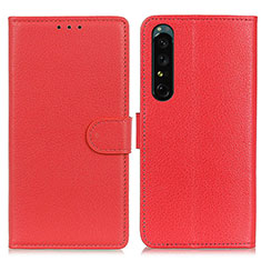 Custodia Portafoglio In Pelle Cover con Supporto A03D per Sony Xperia 1 IV Rosso