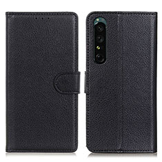 Custodia Portafoglio In Pelle Cover con Supporto A03D per Sony Xperia 1 IV SO-51C Nero