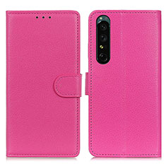 Custodia Portafoglio In Pelle Cover con Supporto A03D per Sony Xperia 1 IV SO-51C Rosa Caldo