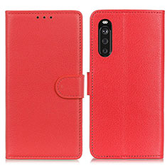 Custodia Portafoglio In Pelle Cover con Supporto A03D per Sony Xperia 10 III Lite Rosso