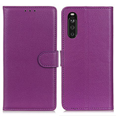 Custodia Portafoglio In Pelle Cover con Supporto A03D per Sony Xperia 10 III Lite Viola