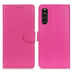 Custodia Portafoglio In Pelle Cover con Supporto A03D per Sony Xperia 10 III SO-52B Rosa Caldo