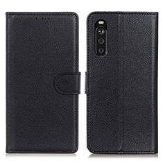 Custodia Portafoglio In Pelle Cover con Supporto A03D per Sony Xperia 10 III SOG04 Nero