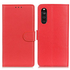 Custodia Portafoglio In Pelle Cover con Supporto A03D per Sony Xperia 10 III SOG04 Rosso