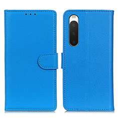 Custodia Portafoglio In Pelle Cover con Supporto A03D per Sony Xperia 10 IV Cielo Blu